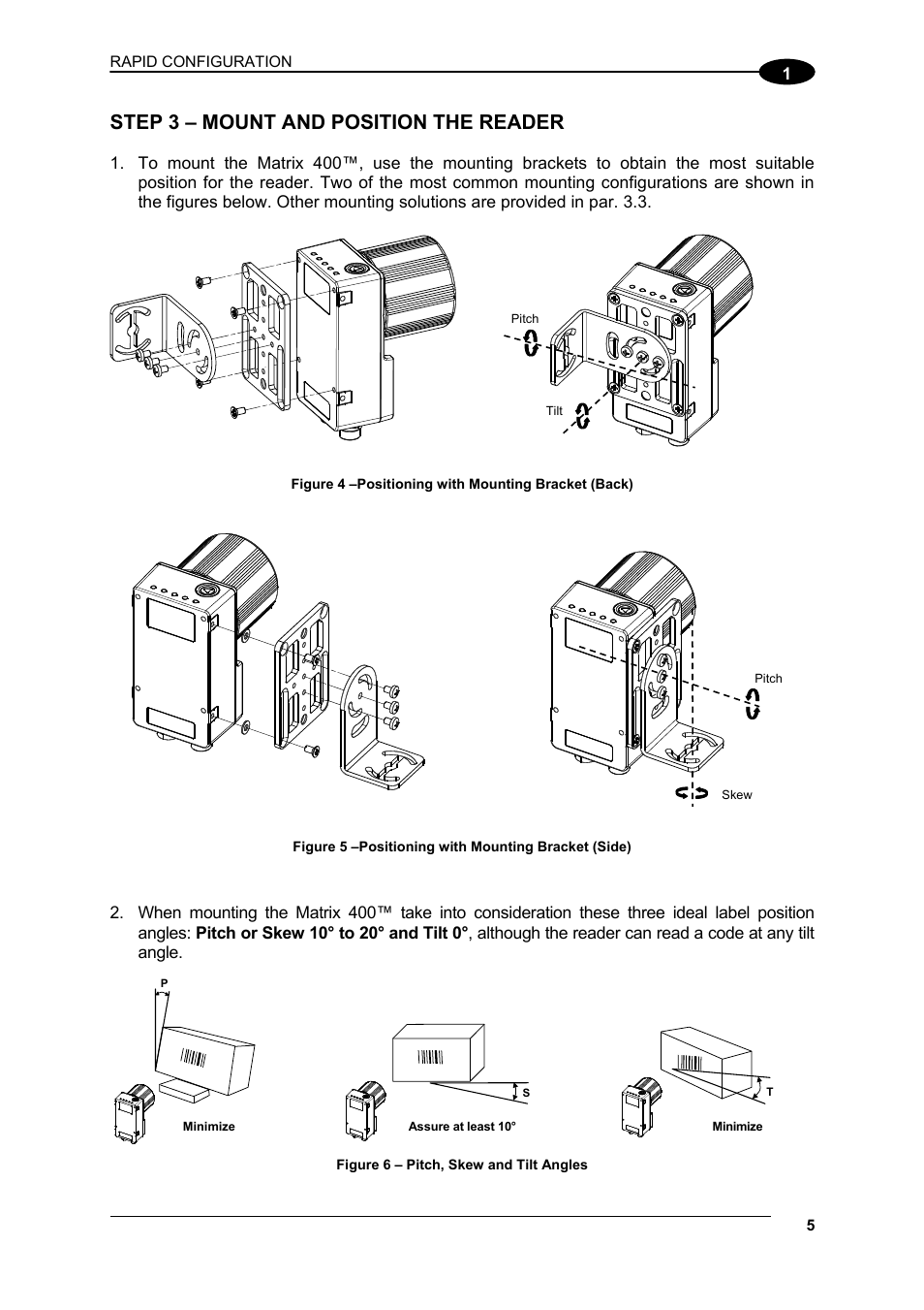 Step 3 – mount and position the reader | Datalogic Scanning Matrix 400 User Manual | Page 15 / 142