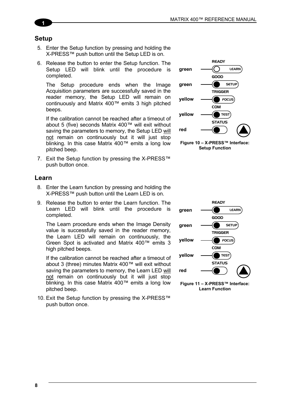 Setup, Learn | Datalogic Scanning Matrix 400 User Manual | Page 18 / 142