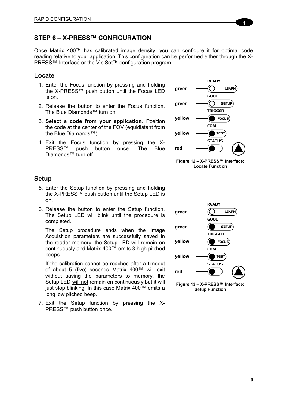 Step 6 – x-press™ configuration, Locate, Setup | Datalogic Scanning Matrix 400 User Manual | Page 19 / 142