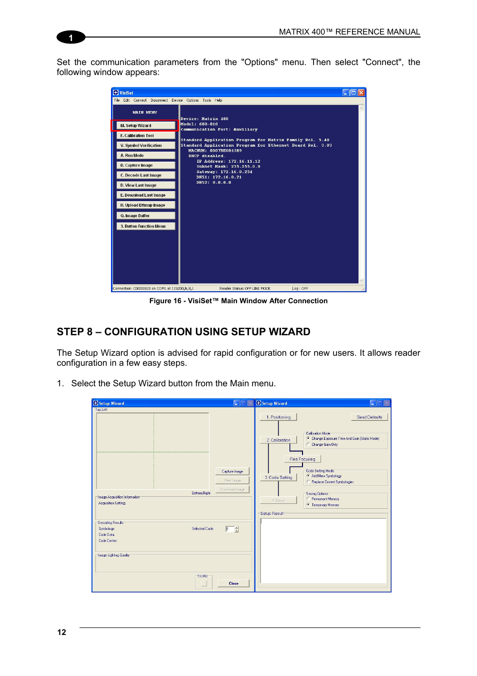 Step 8 – configuration using setup wizard | Datalogic Scanning Matrix 400 User Manual | Page 22 / 142