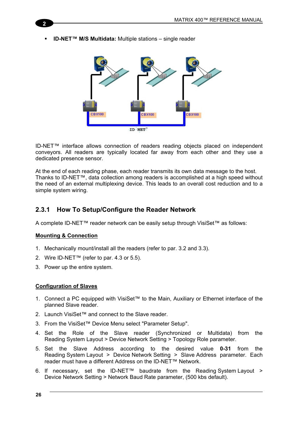 1 how to setup/configure the reader network, How to setup/configure the reader network | Datalogic Scanning Matrix 400 User Manual | Page 36 / 142