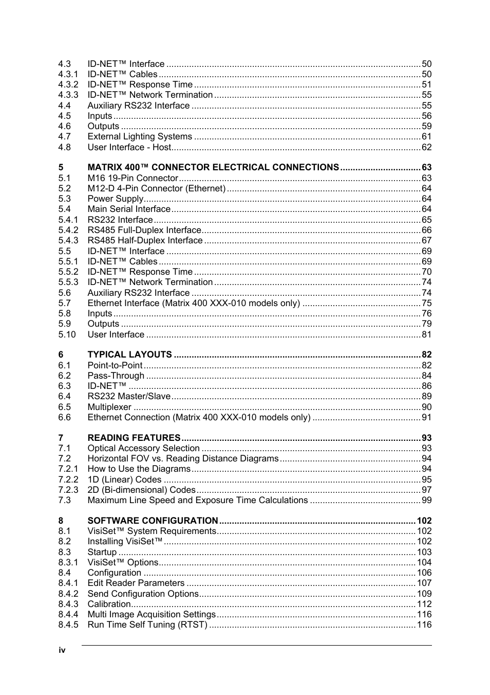Datalogic Scanning Matrix 400 User Manual | Page 4 / 142