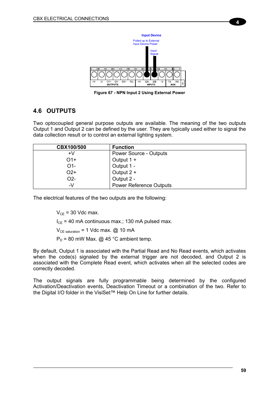 6 outputs, Outputs | Datalogic Scanning Matrix 400 User Manual | Page 69 / 142