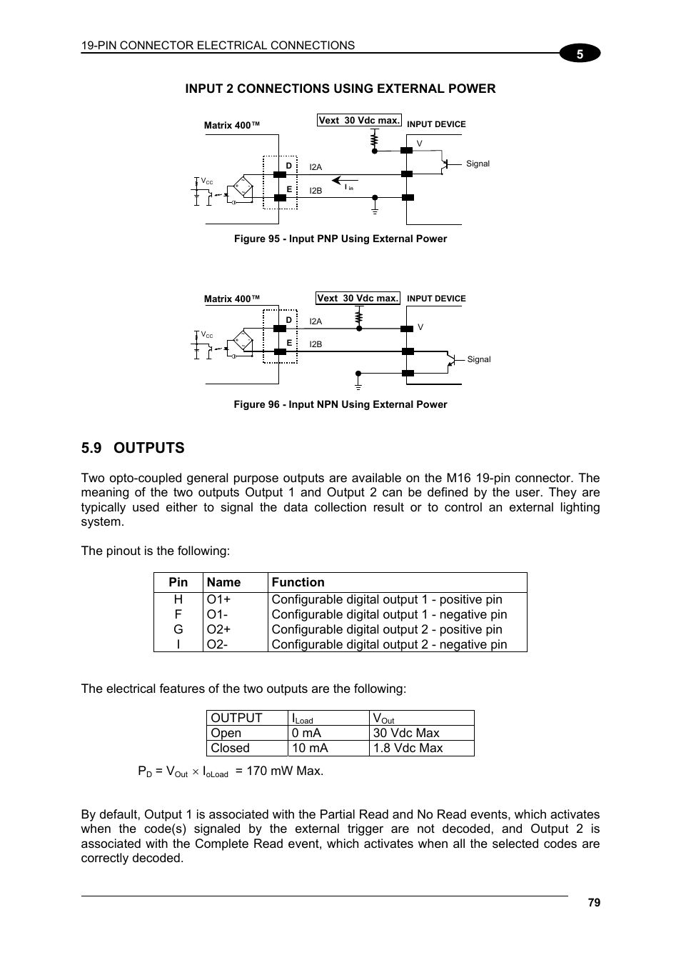 9 outputs, Outputs | Datalogic Scanning Matrix 400 User Manual | Page 89 / 142