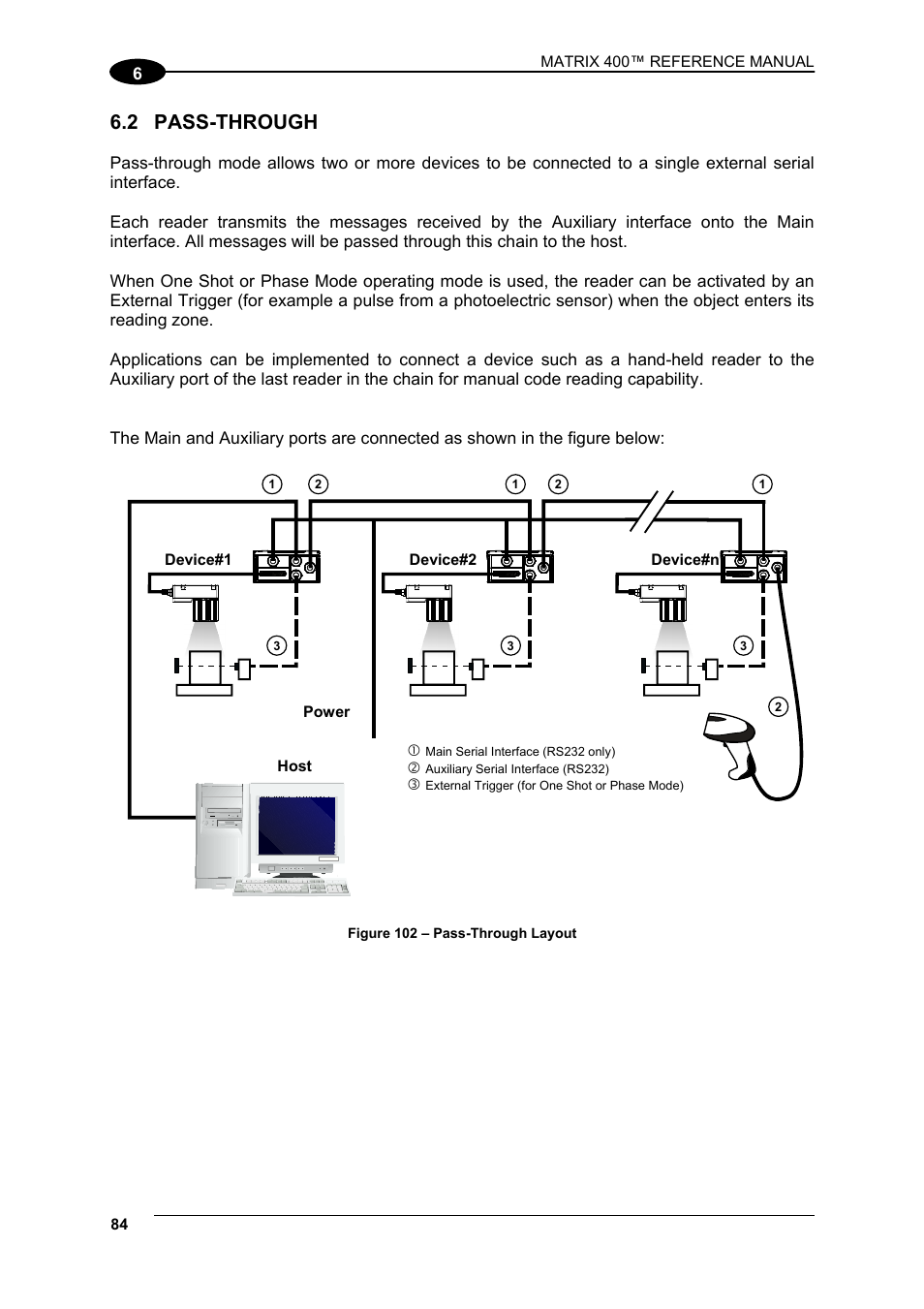 2 pass-through, Pass-through | Datalogic Scanning Matrix 400 User Manual | Page 94 / 142