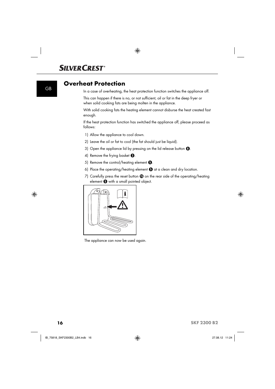 Overheat protection | Silvercrest SKF 2300 B2 User Manual | Page 19 / 104