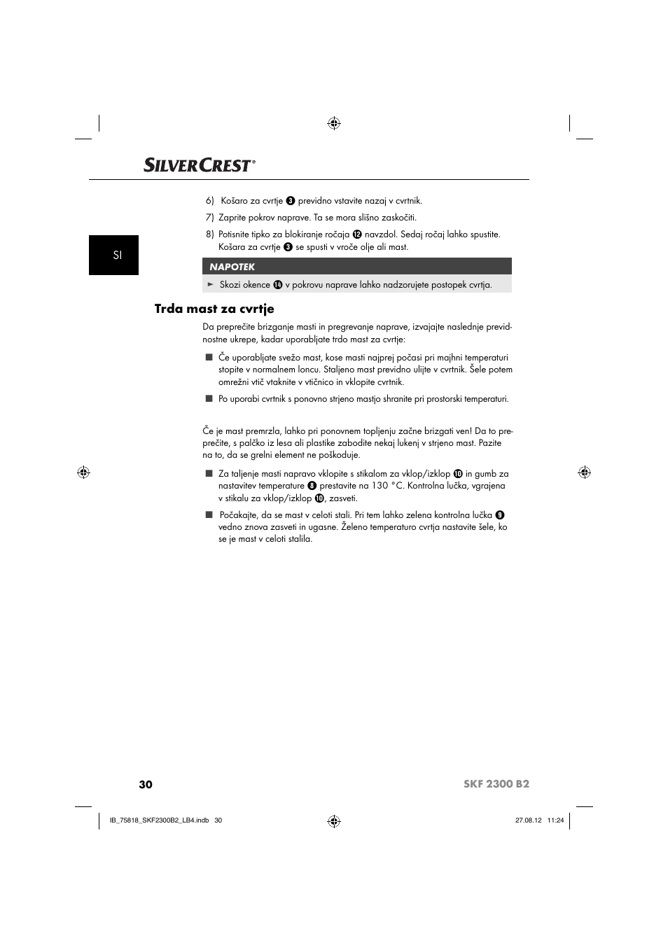 Trda mast za cvrtje | Silvercrest SKF 2300 B2 User Manual | Page 33 / 104