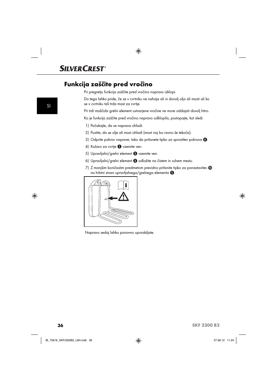 Funkcija zaščite pred vročino | Silvercrest SKF 2300 B2 User Manual | Page 39 / 104