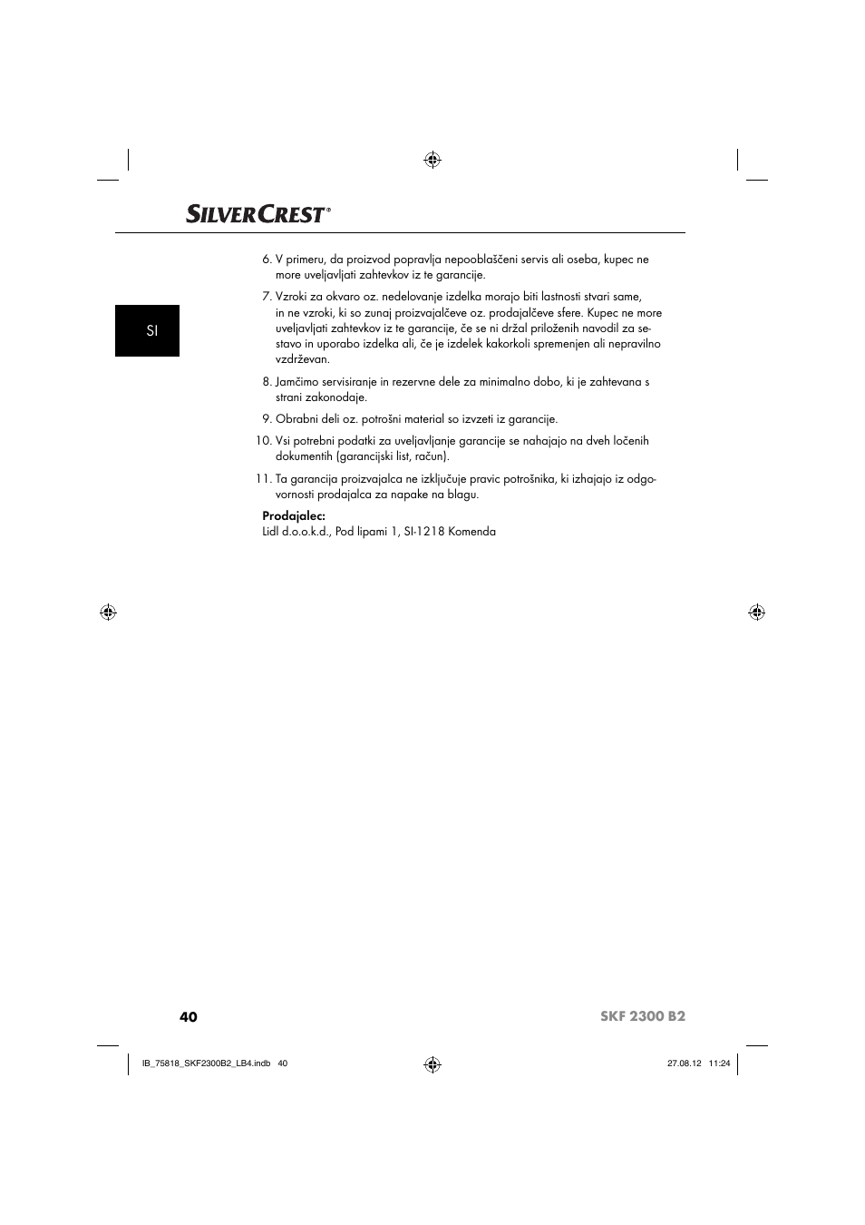 Silvercrest SKF 2300 B2 User Manual | Page 43 / 104