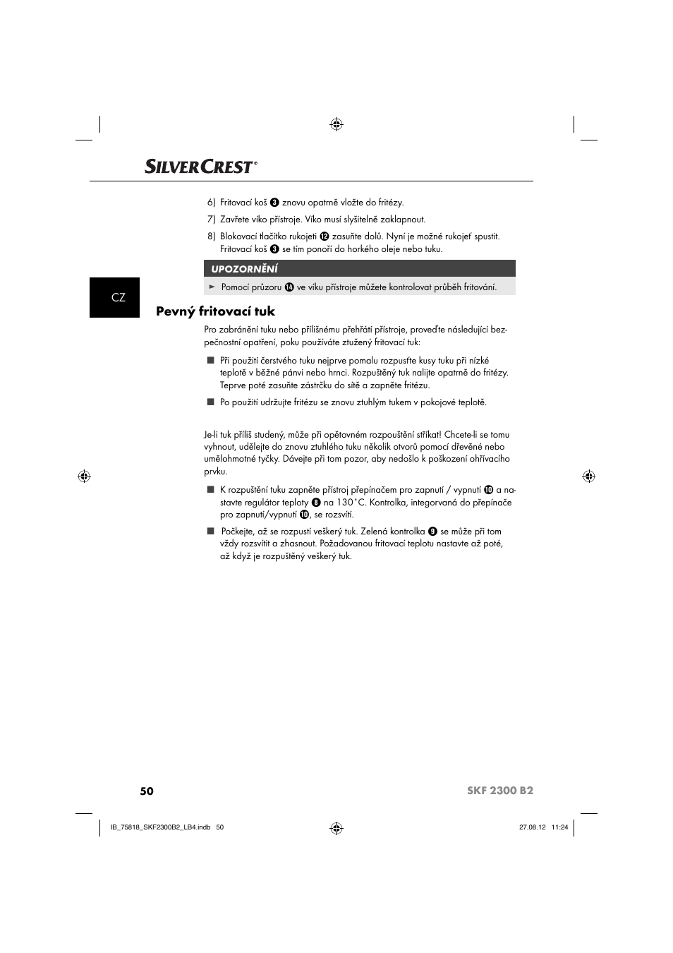 Pevný fritovací tuk | Silvercrest SKF 2300 B2 User Manual | Page 53 / 104