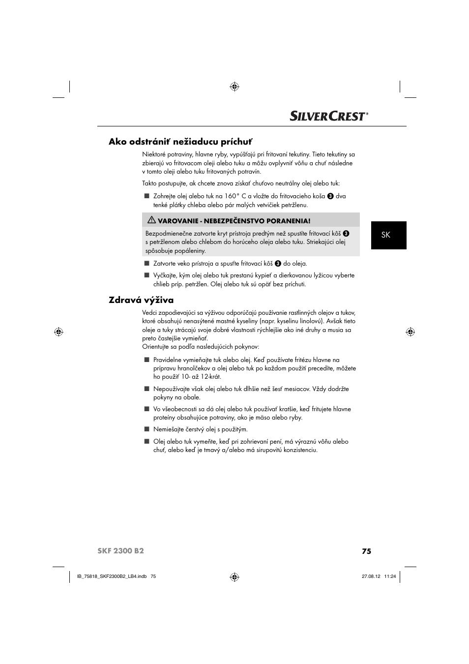 Ako odstrániť nežiaducu príchuť, Zdravá výživa | Silvercrest SKF 2300 B2 User Manual | Page 78 / 104