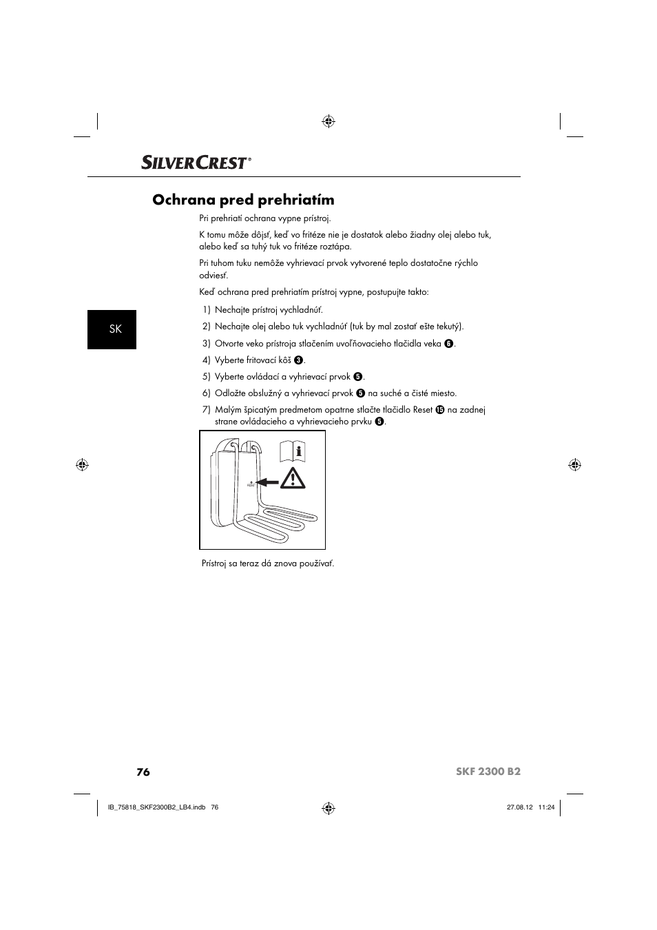 Ochrana pred prehriatím | Silvercrest SKF 2300 B2 User Manual | Page 79 / 104