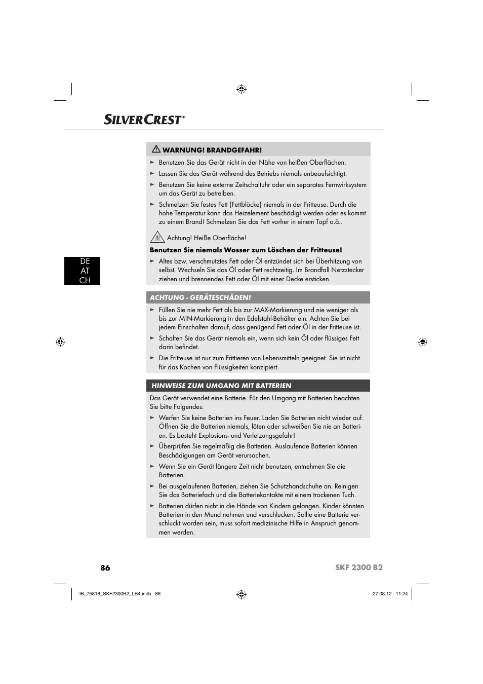 De at ch | Silvercrest SKF 2300 B2 User Manual | Page 89 / 104