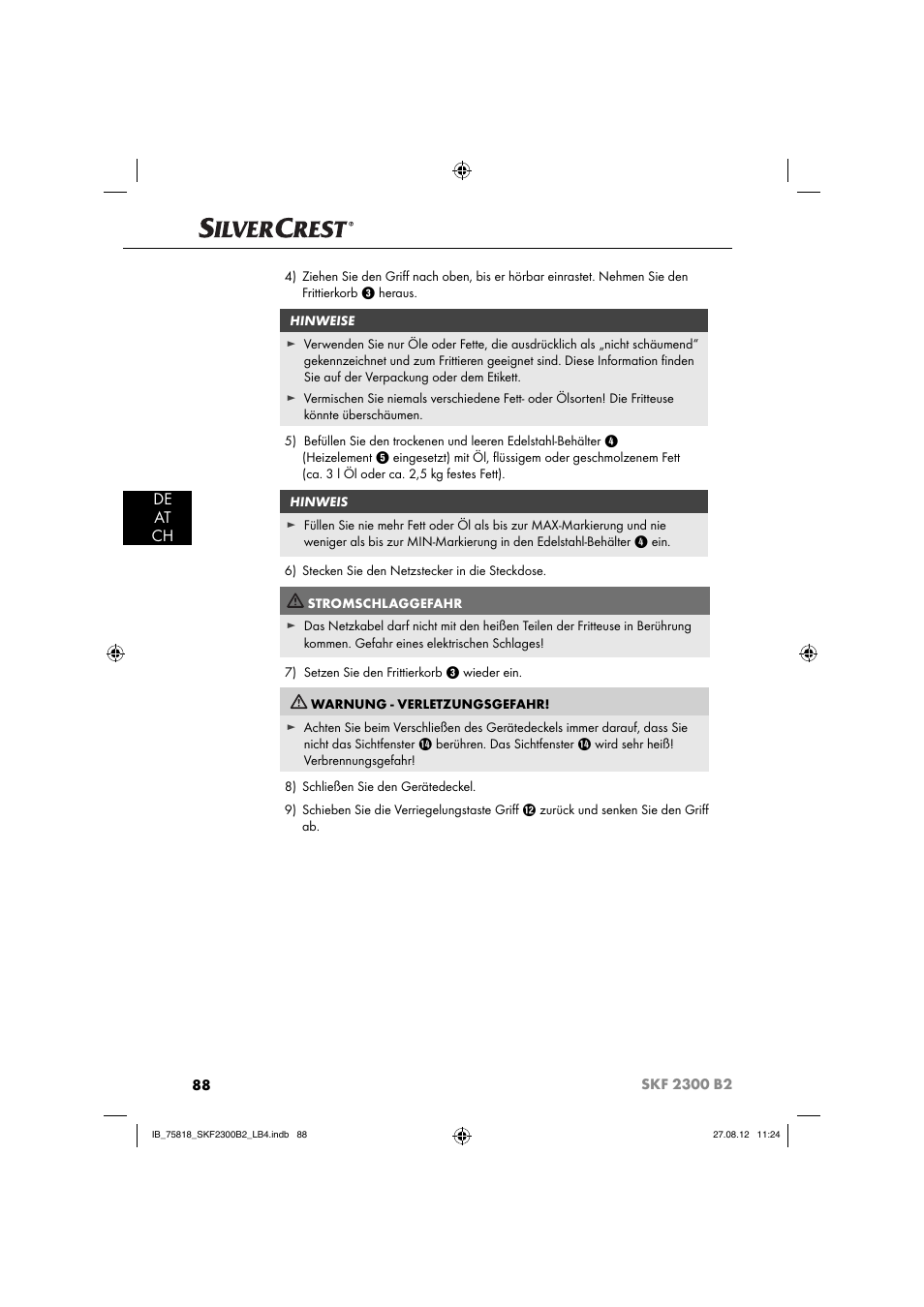 De at ch | Silvercrest SKF 2300 B2 User Manual | Page 91 / 104