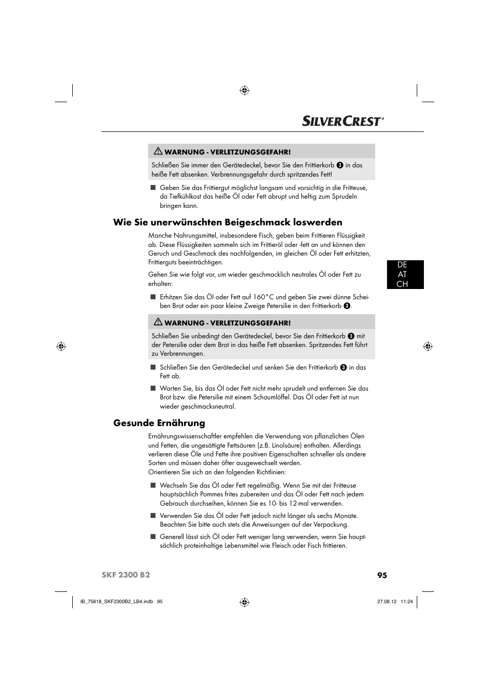 Wie sie unerwünschten beigeschmack loswerden, Gesunde ernährung, De at ch | Silvercrest SKF 2300 B2 User Manual | Page 98 / 104
