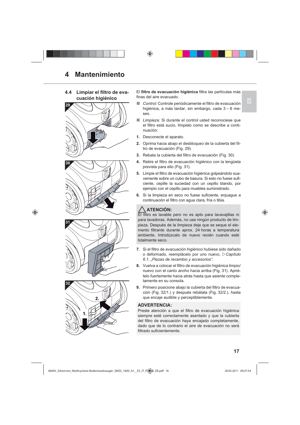 4 mantenimiento es | Silvercrest SMZS 1600 A1 User Manual | Page 17 / 98