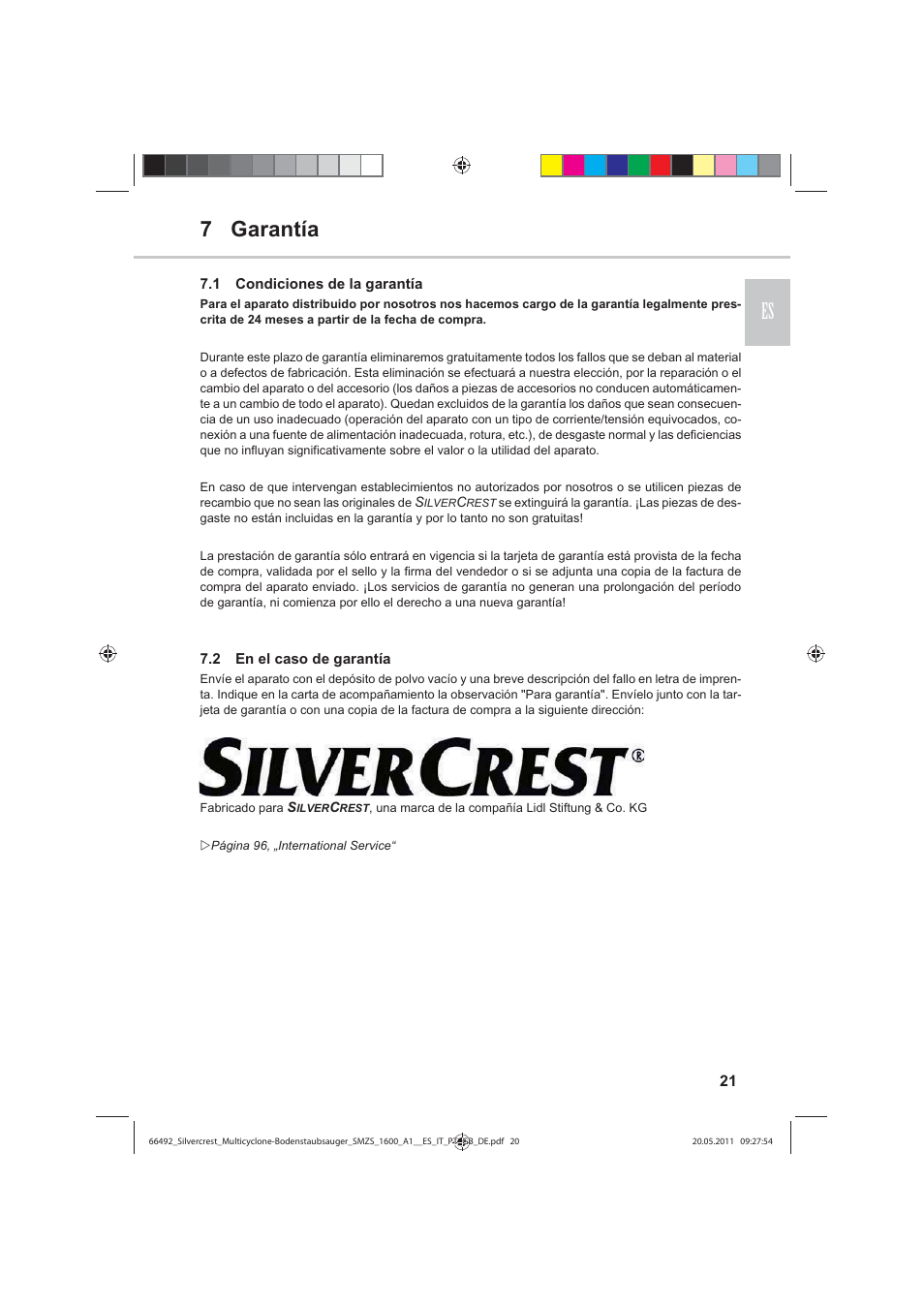 7 garantía es | Silvercrest SMZS 1600 A1 User Manual | Page 21 / 98