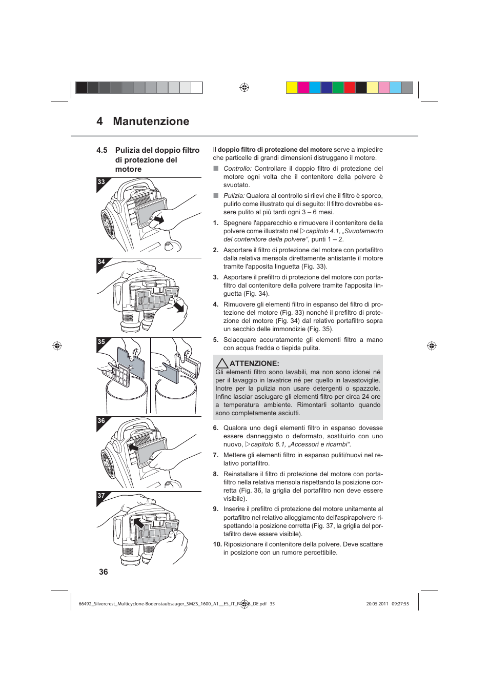 4 manutenzione | Silvercrest SMZS 1600 A1 User Manual | Page 36 / 98