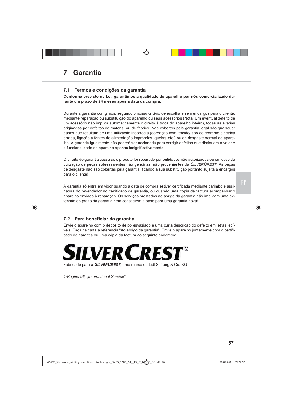 7 garantia pt | Silvercrest SMZS 1600 A1 User Manual | Page 57 / 98