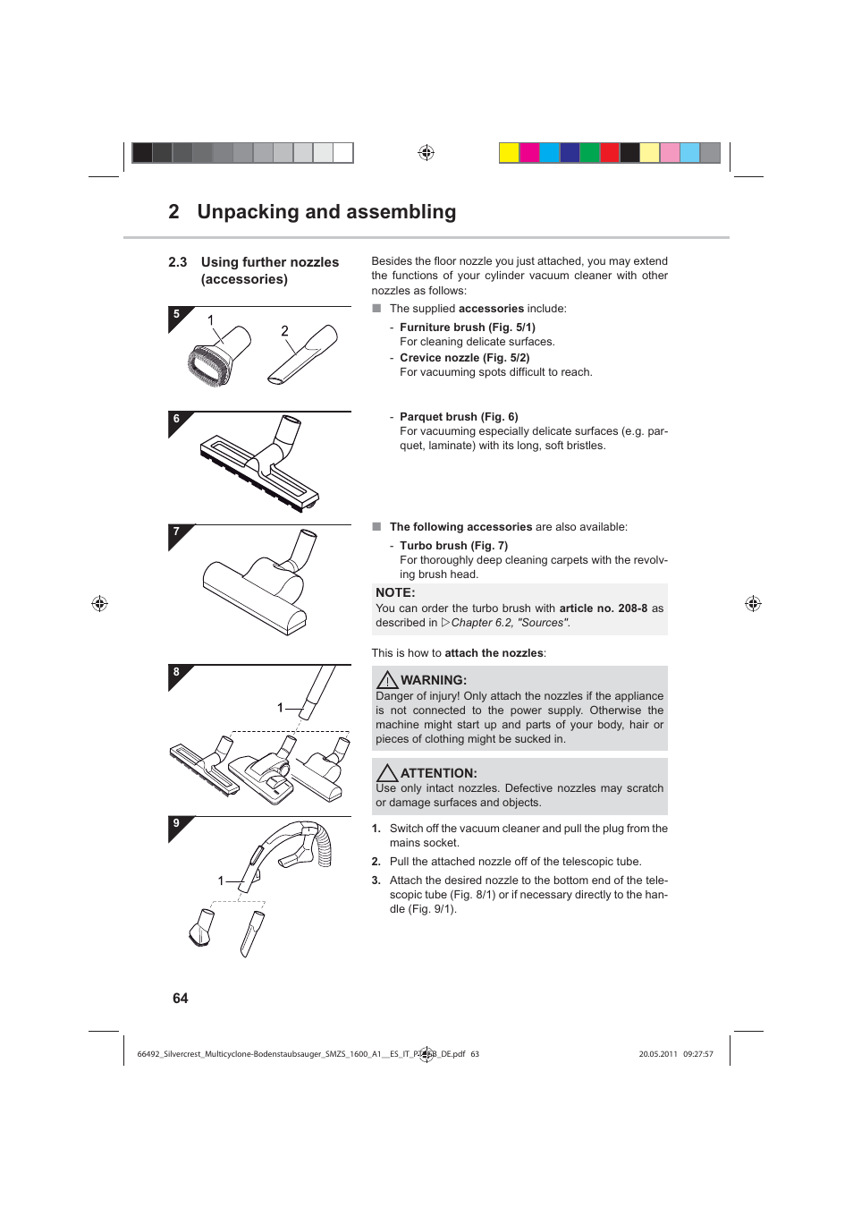 2 unpacking and assembling | Silvercrest SMZS 1600 A1 User Manual | Page 64 / 98