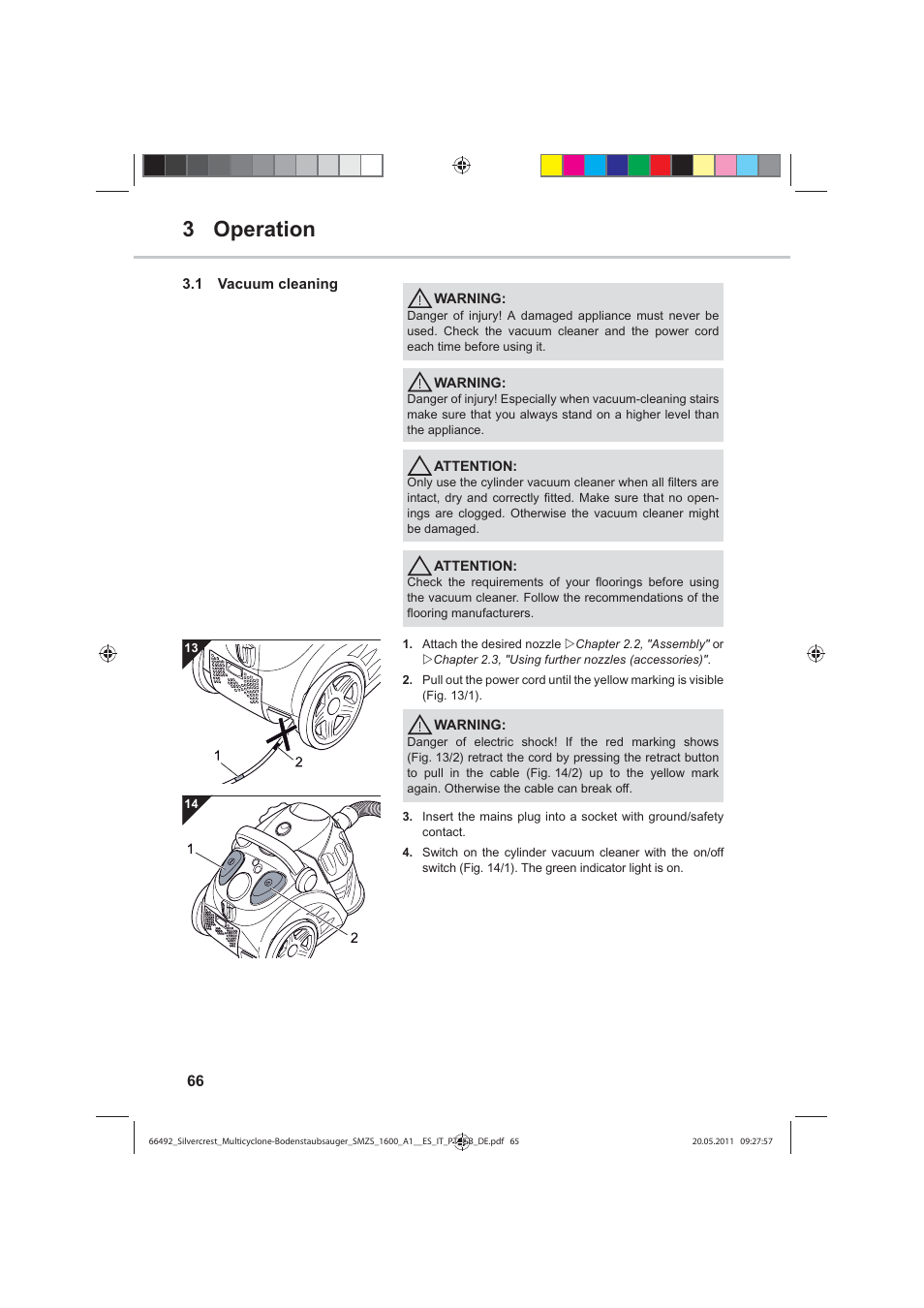 3 operation | Silvercrest SMZS 1600 A1 User Manual | Page 66 / 98