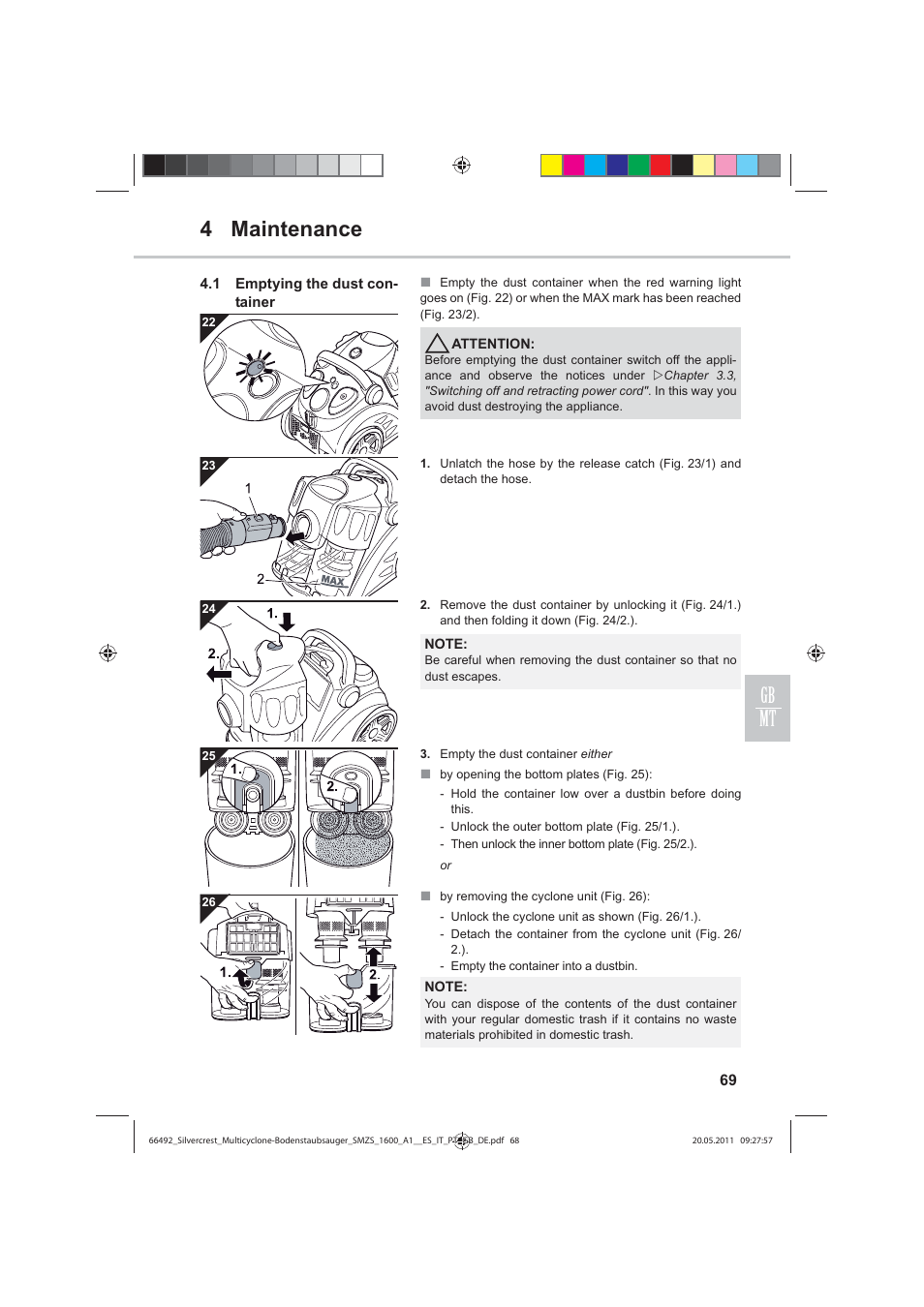 4 maintenance gb mt | Silvercrest SMZS 1600 A1 User Manual | Page 69 / 98