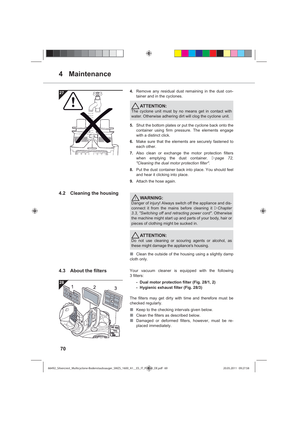 4 maintenance | Silvercrest SMZS 1600 A1 User Manual | Page 70 / 98