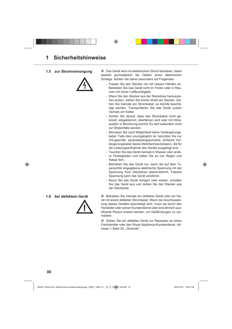 1 sicherheitshinweise | Silvercrest SMZS 1600 A1 User Manual | Page 80 / 98