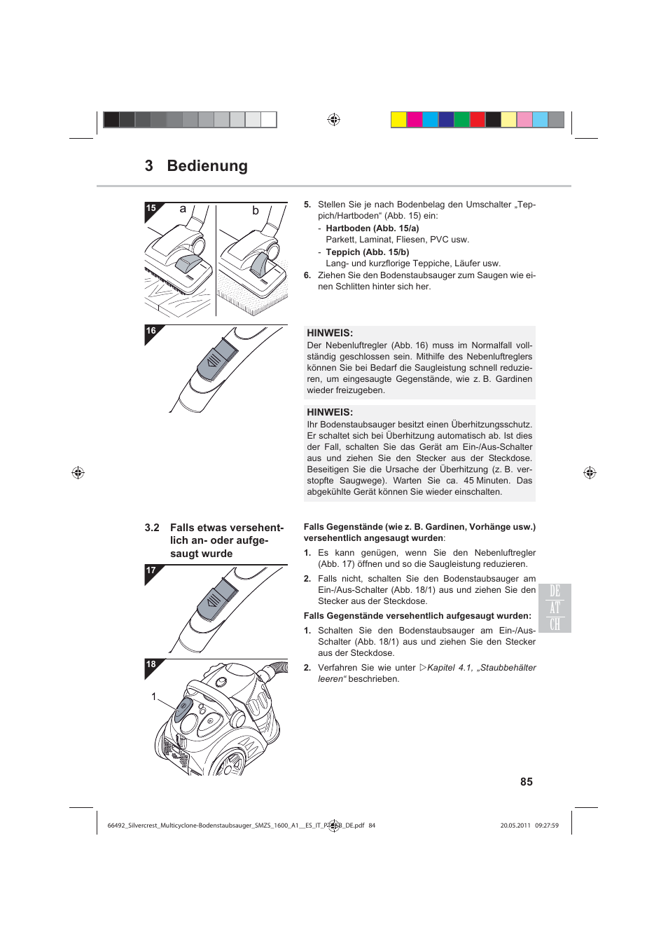 3 bedienung de ch at | Silvercrest SMZS 1600 A1 User Manual | Page 85 / 98