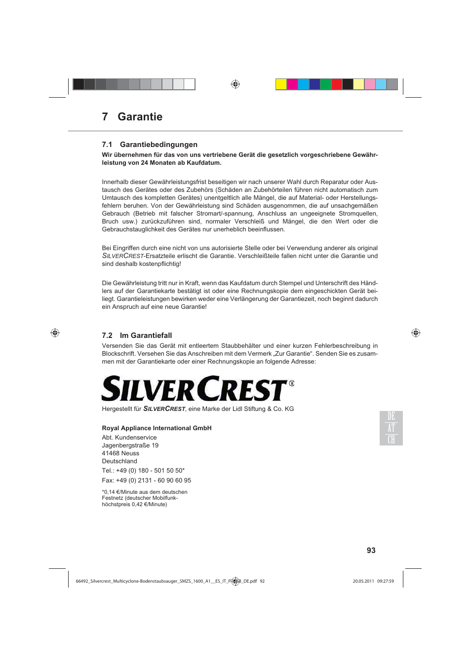 7 garantie de ch at | Silvercrest SMZS 1600 A1 User Manual | Page 93 / 98