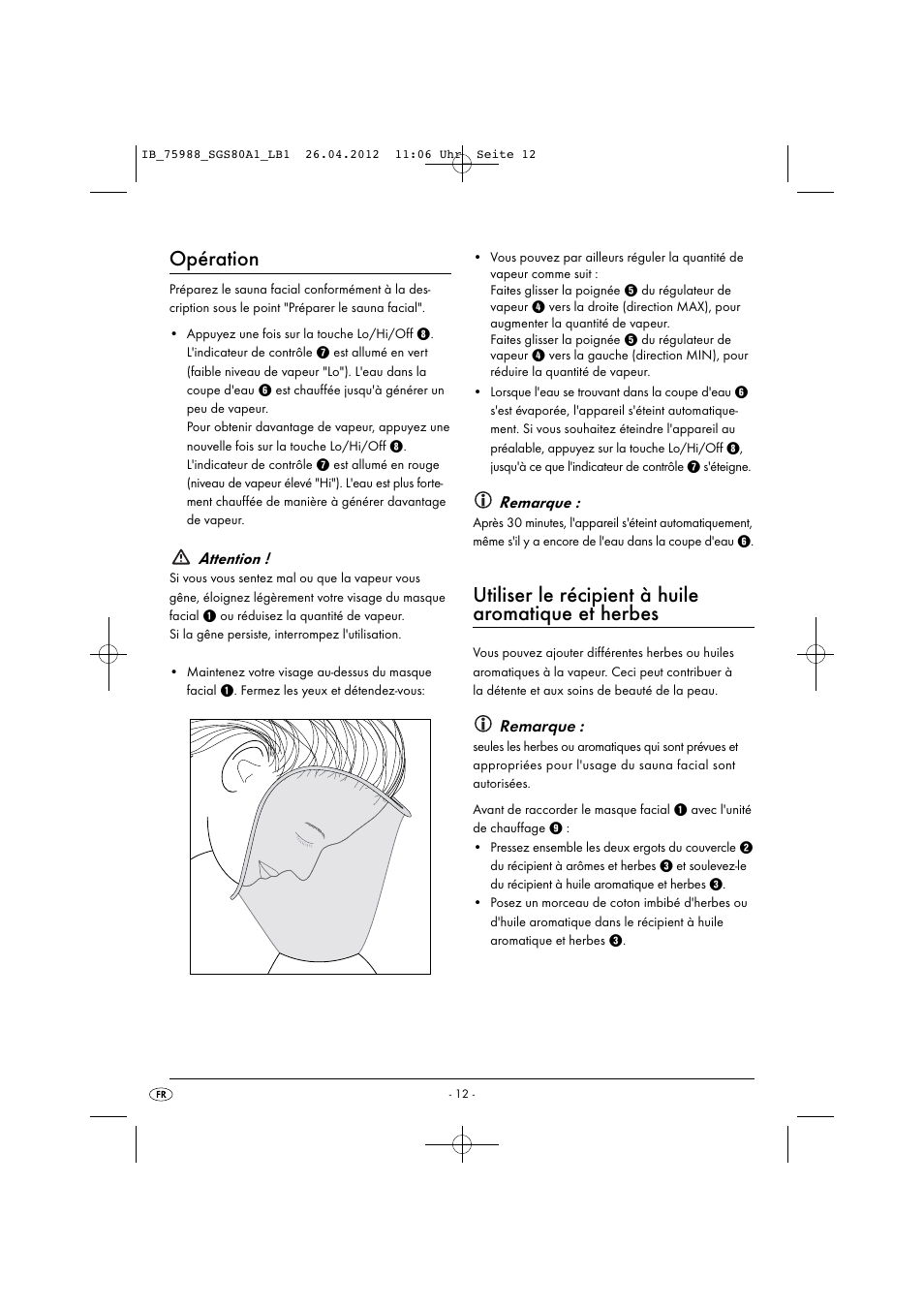 Opération, Utiliser le récipient à huile aromatique et herbes | Silvercrest SGS 80 A1 User Manual | Page 14 / 28