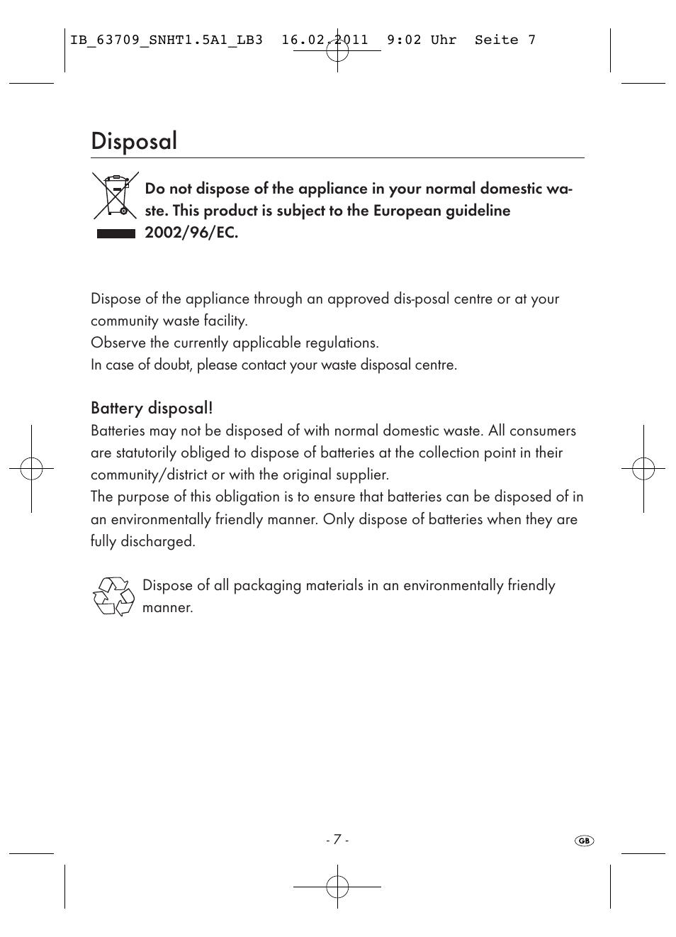 Disposal | Silvercrest SNHT 1.5 A1 User Manual | Page 9 / 42