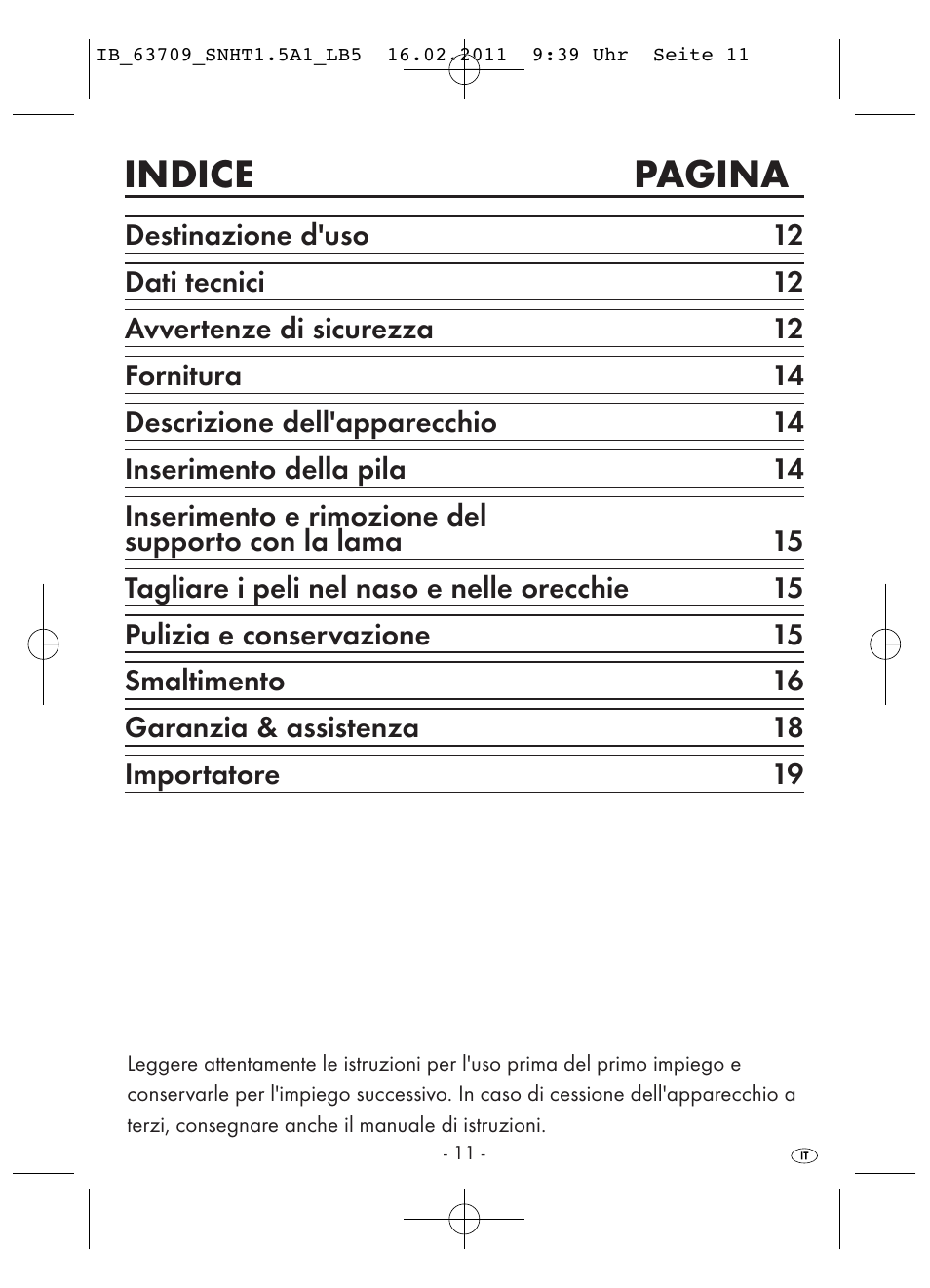 Indice pagina | Silvercrest SNHT 1.5 A1 User Manual | Page 13 / 42