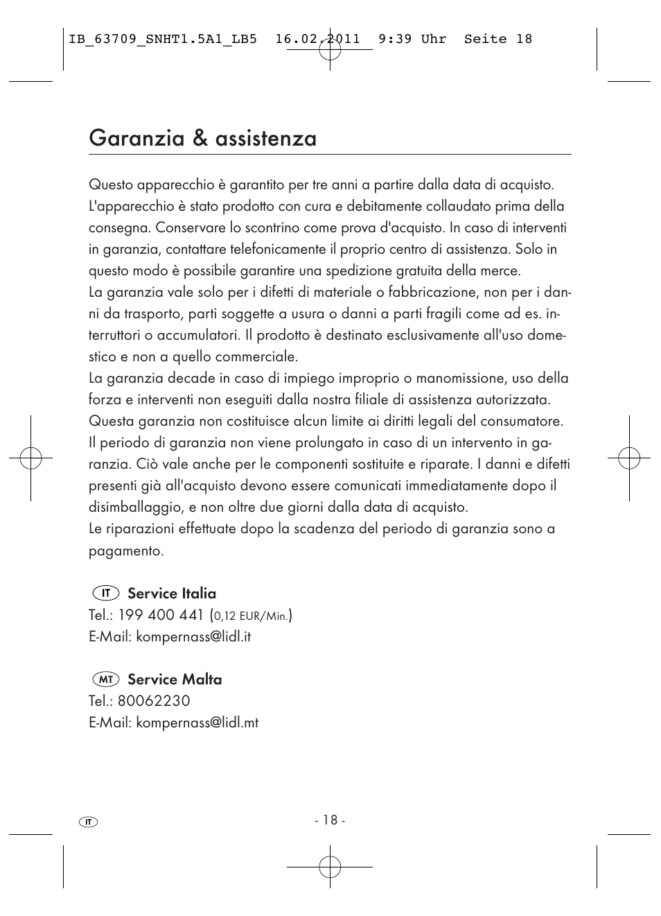 Garanzia & assistenza | Silvercrest SNHT 1.5 A1 User Manual | Page 20 / 42