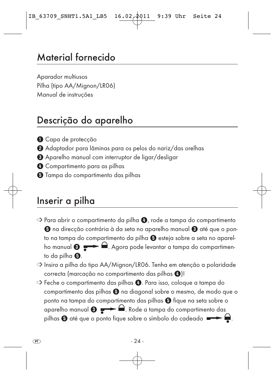 Material fornecido, Descrição do aparelho, Inserir a pilha | Silvercrest SNHT 1.5 A1 User Manual | Page 26 / 42
