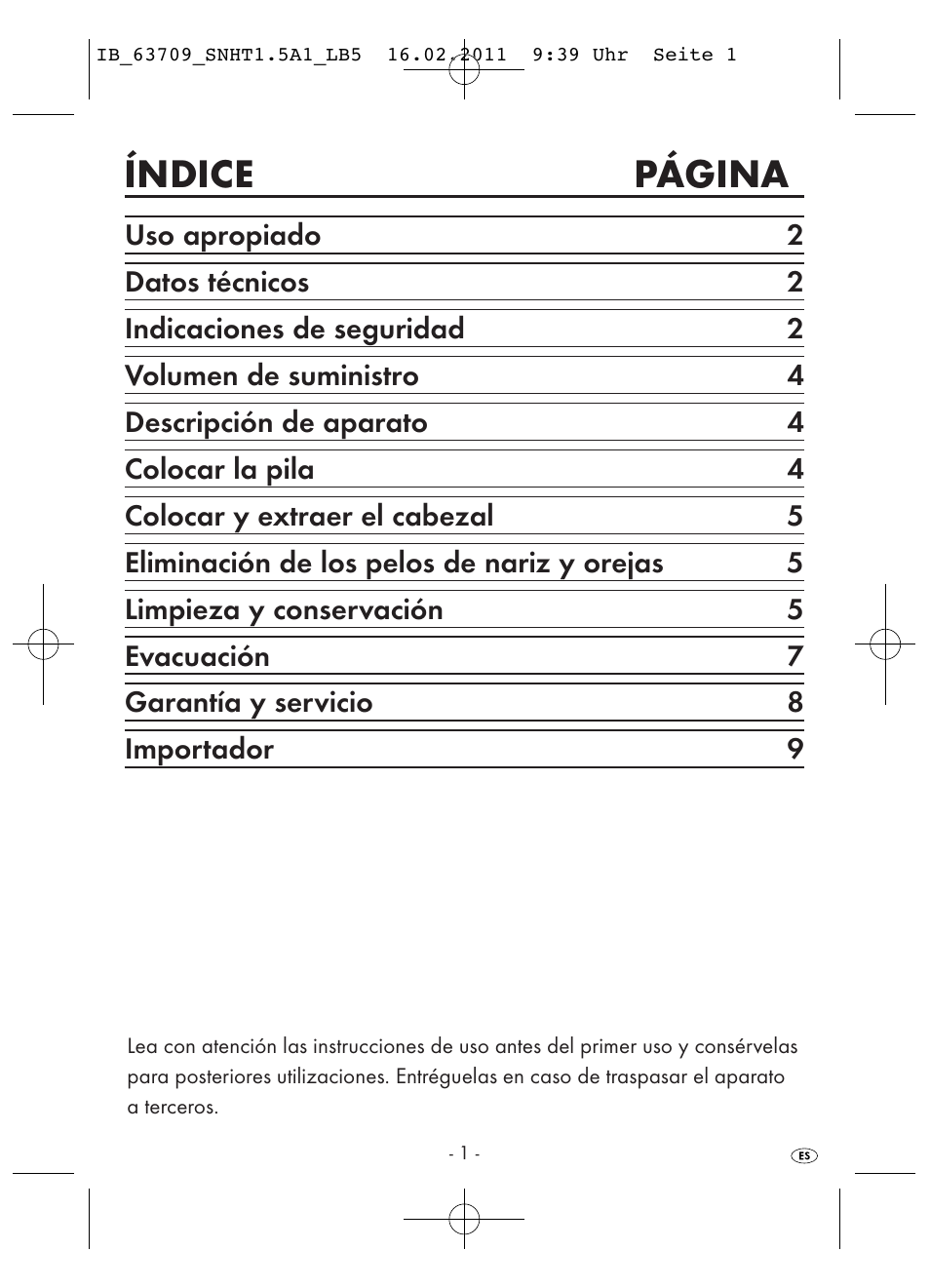 Índice página | Silvercrest SNHT 1.5 A1 User Manual | Page 3 / 42