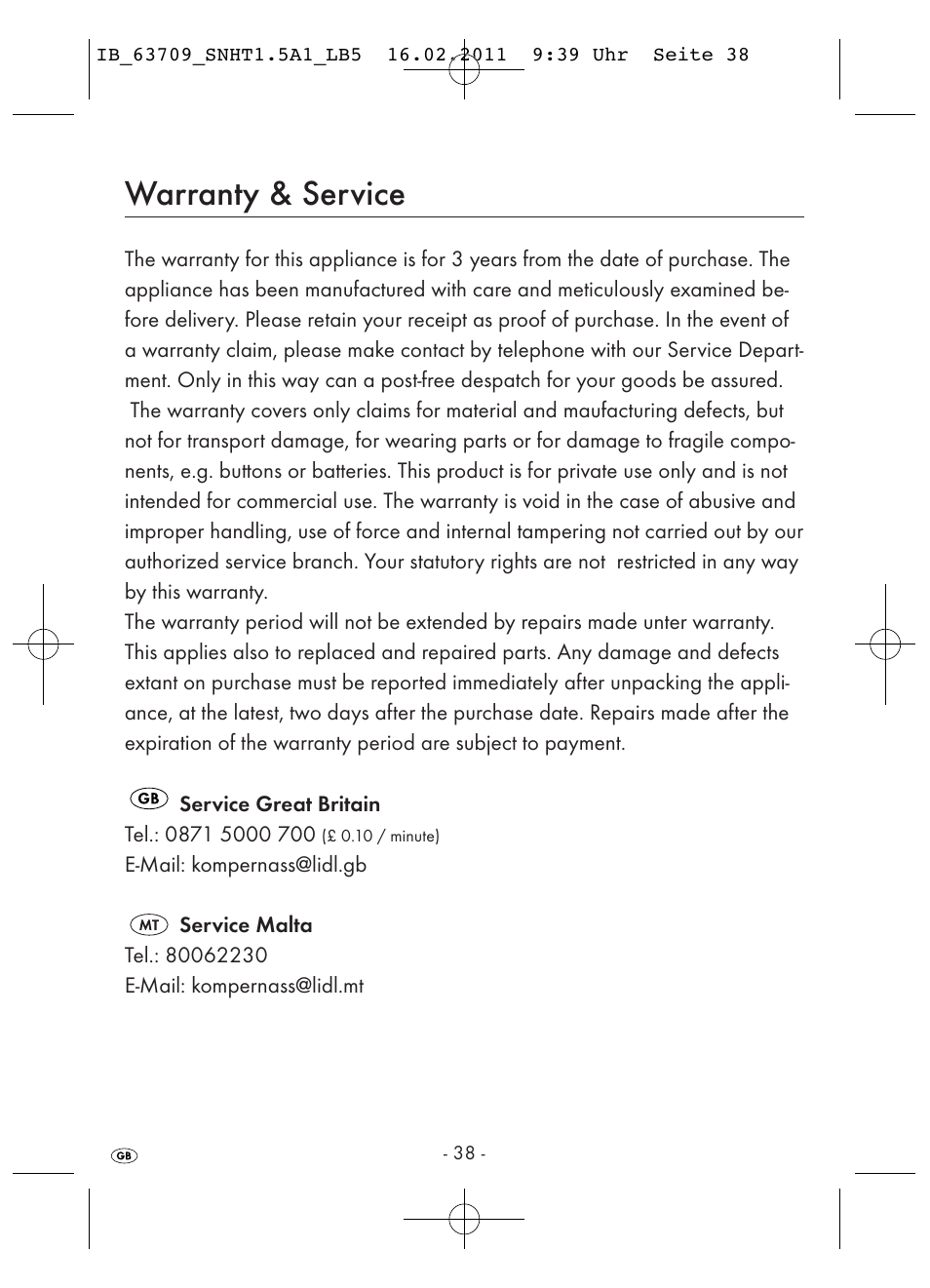 Warranty & service | Silvercrest SNHT 1.5 A1 User Manual | Page 40 / 42