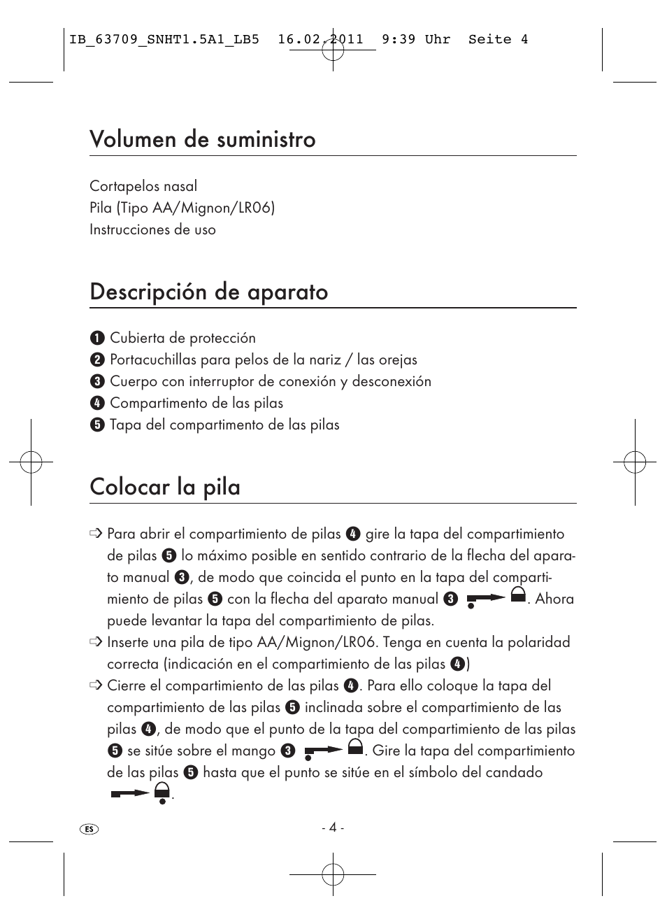 Volumen de suministro, Descripción de aparato, Colocar la pila | Silvercrest SNHT 1.5 A1 User Manual | Page 6 / 42