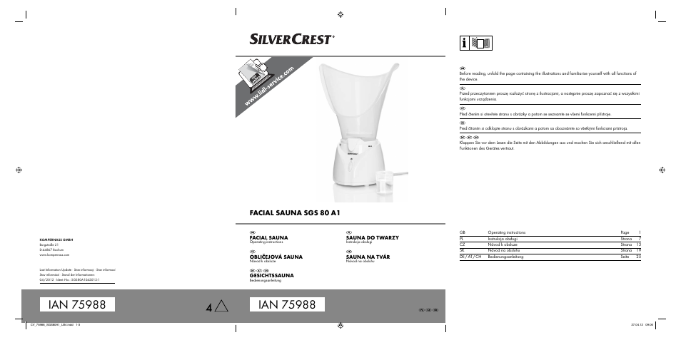 Silvercrest SGS 80 A1 User Manual | 33 pages