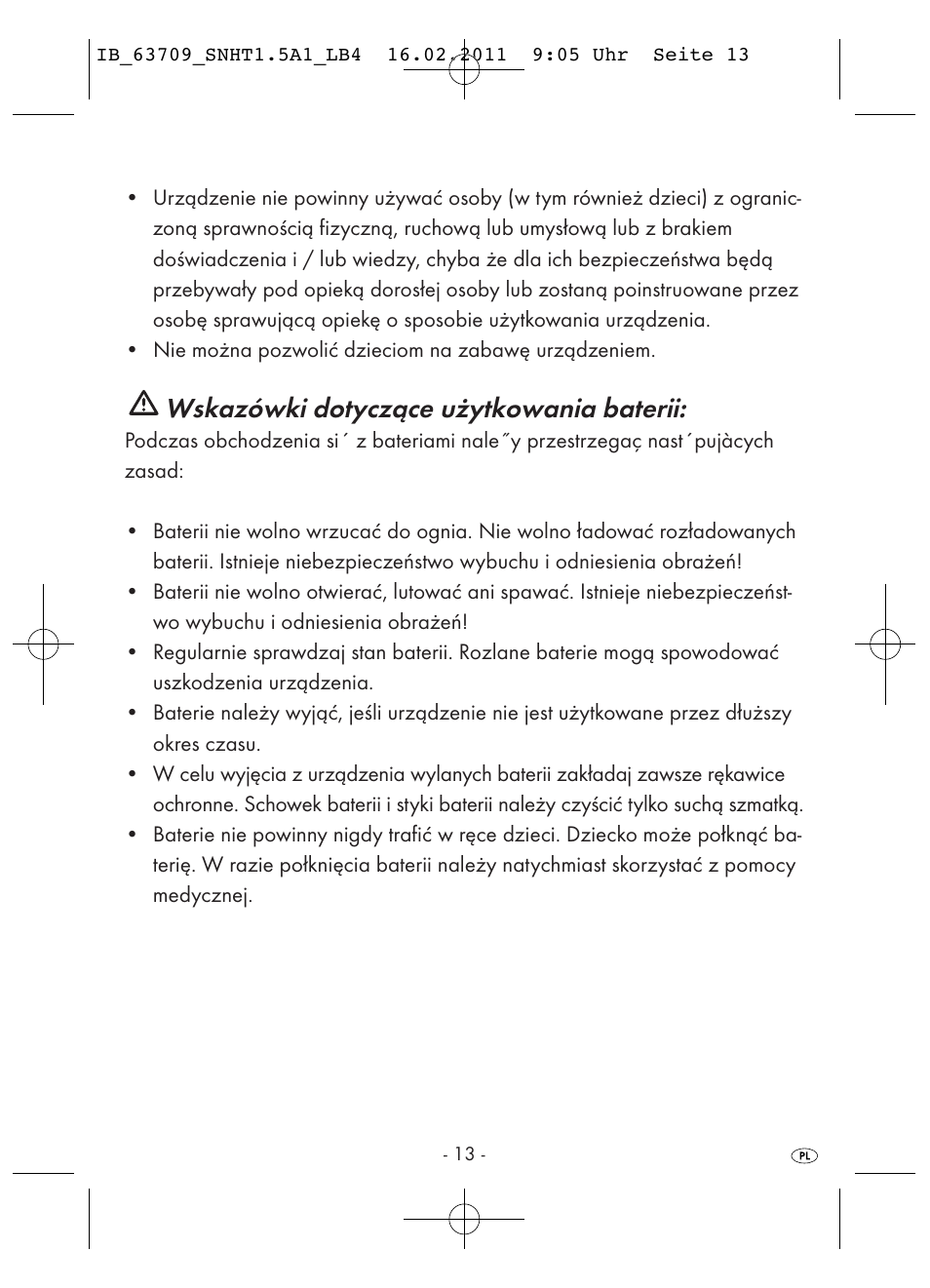 Wskazówki dotyczące użytkowania baterii | Silvercrest SNHT 1.5 A1 User Manual | Page 15 / 62