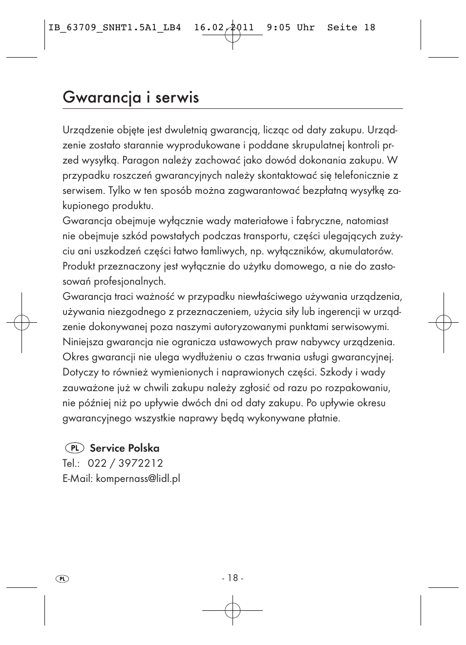 Gwarancja i serwis | Silvercrest SNHT 1.5 A1 User Manual | Page 20 / 62