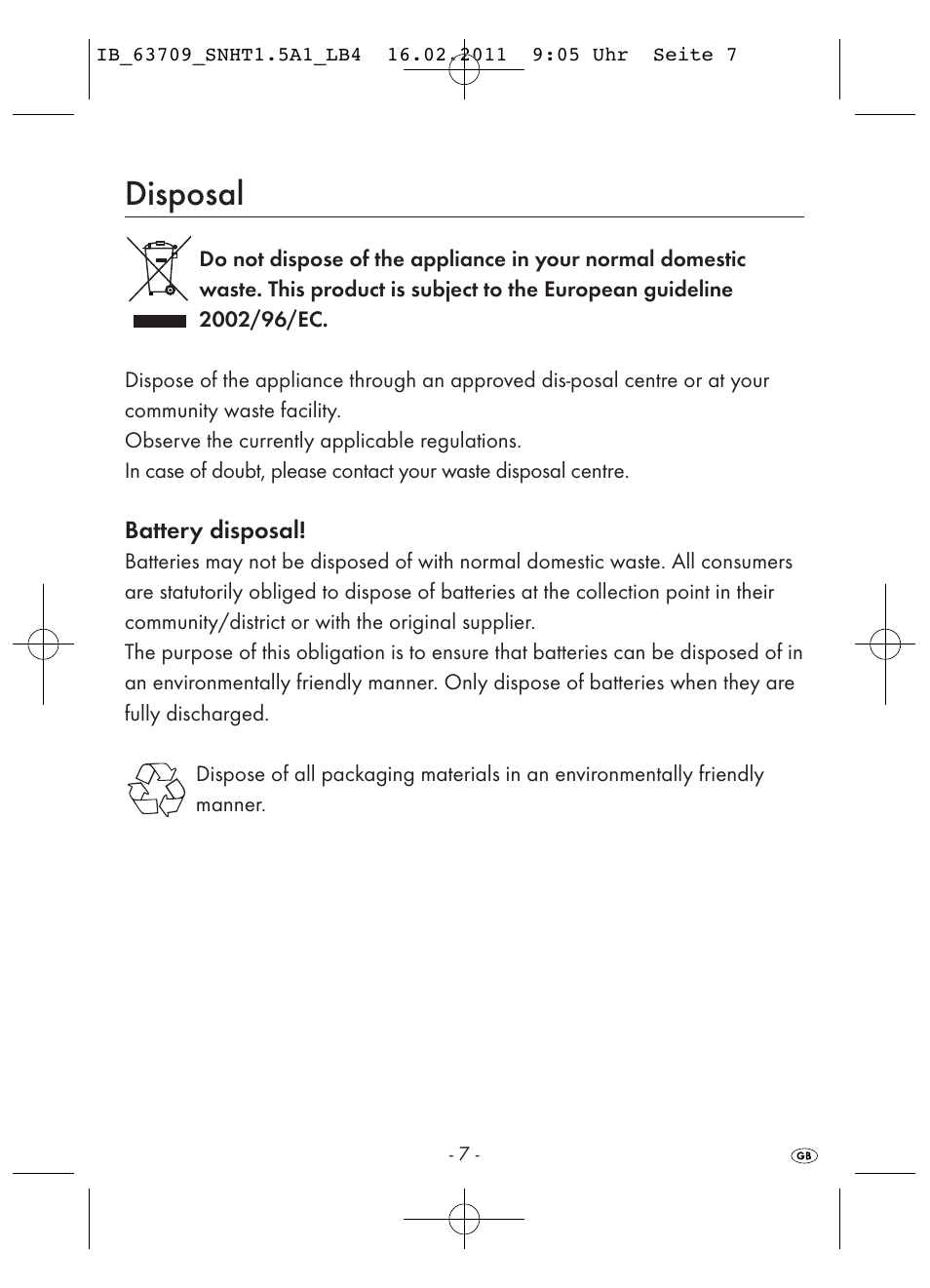 Disposal | Silvercrest SNHT 1.5 A1 User Manual | Page 9 / 62