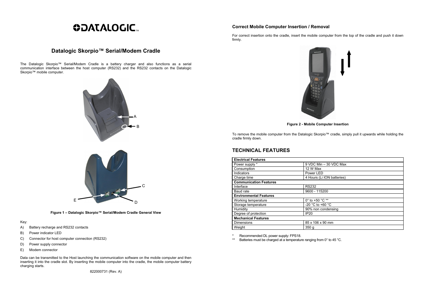 Datalogic Scanning Datalogic Skorpio User Manual | 2 pages