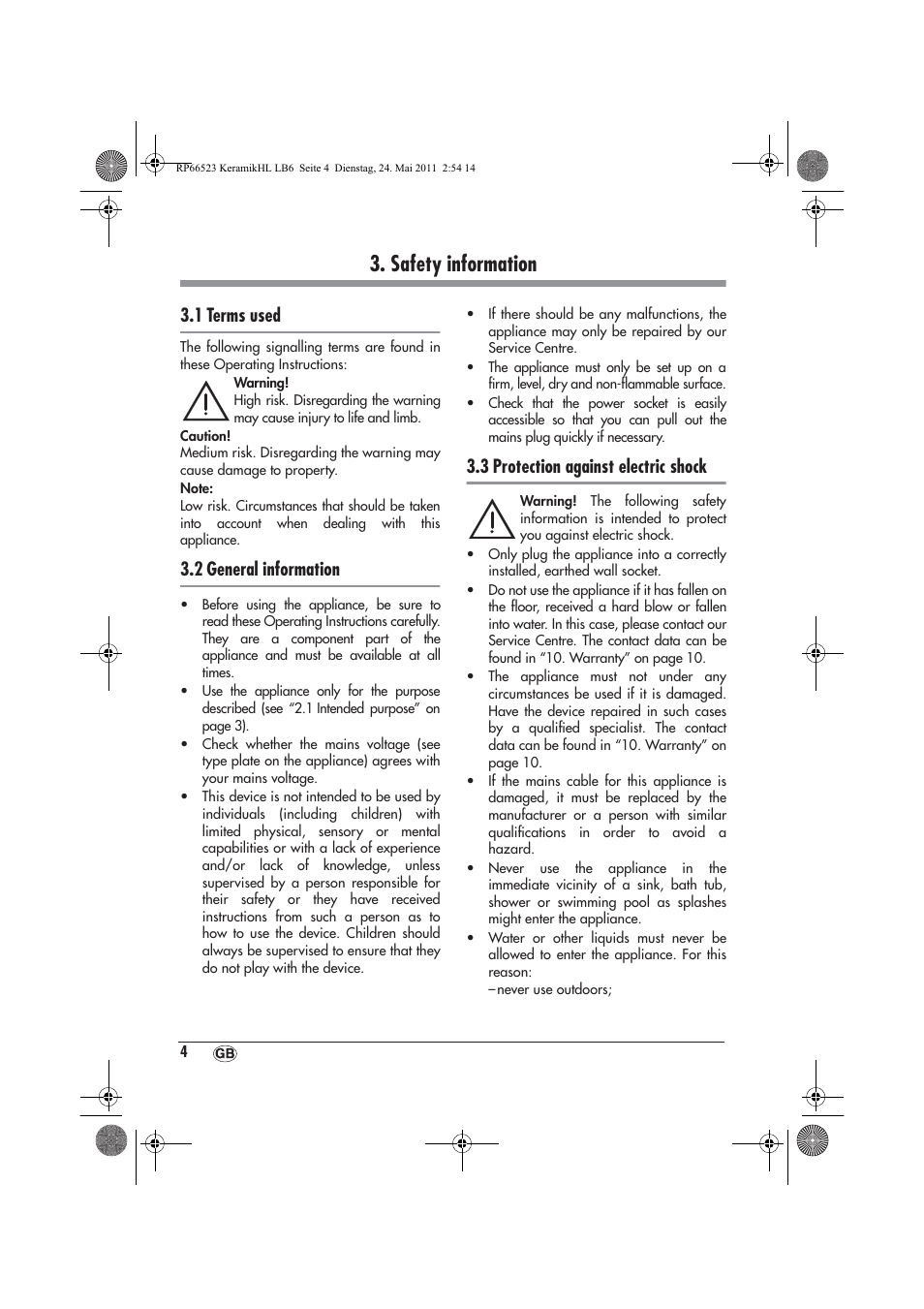Safety information, 1 terms used, 2 general information | 3 protection against electric shock | Silvercrest SKHL 1800 A1 User Manual | Page 6 / 14