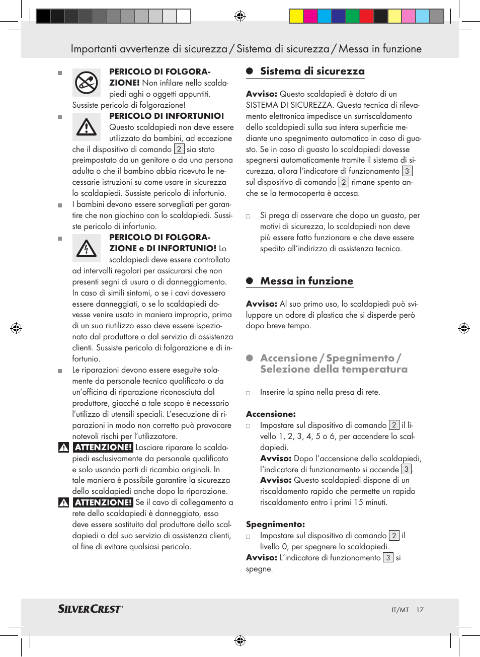 Sistema di sicurezza, Messa in funzione | Silvercrest SFW 100 A2 User Manual | Page 13 / 40