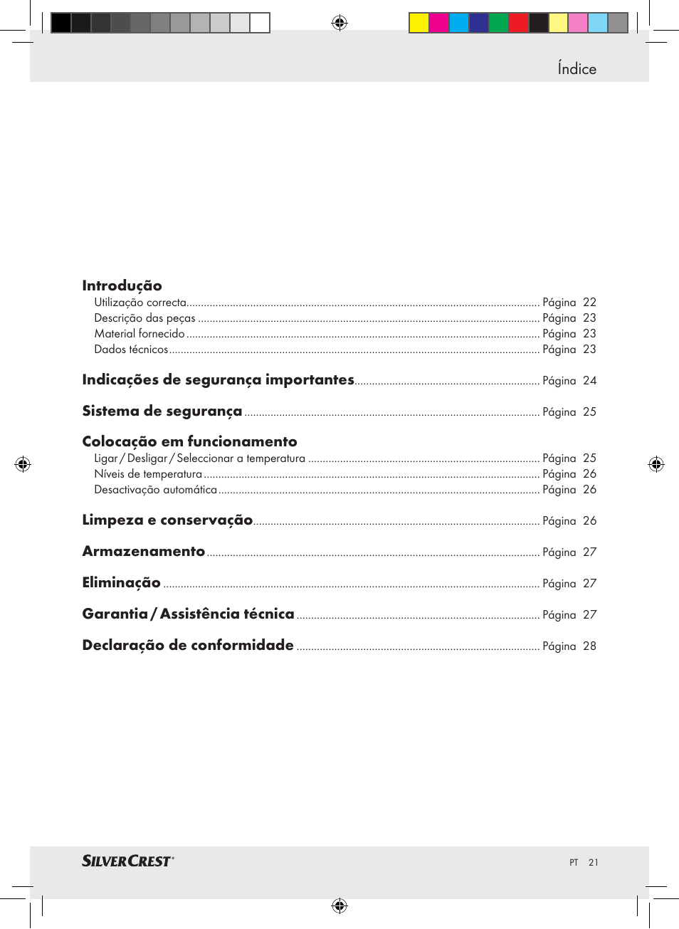 Índice | Silvercrest SFW 100 A2 User Manual | Page 17 / 40
