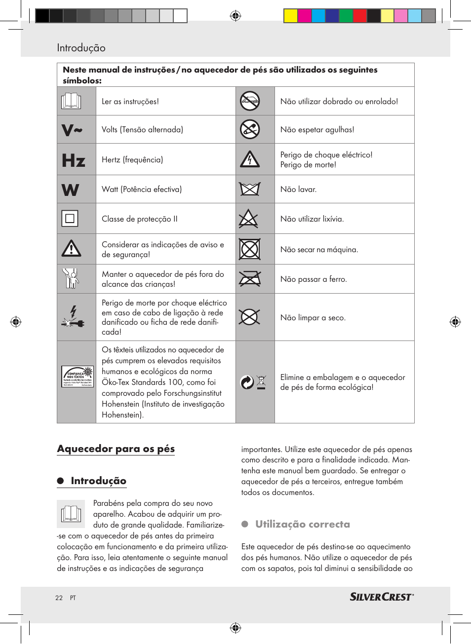 Introdução | Silvercrest SFW 100 A2 User Manual | Page 18 / 40