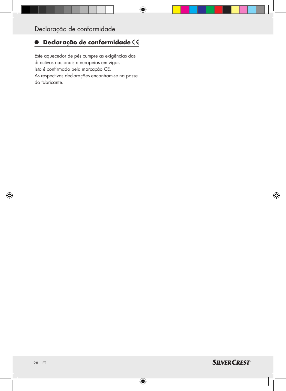 Declaração de conformidade | Silvercrest SFW 100 A2 User Manual | Page 24 / 40