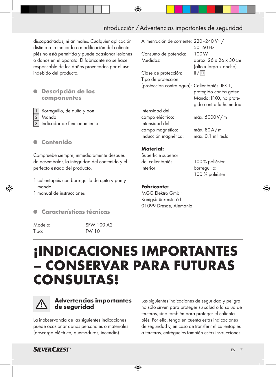 Silvercrest SFW 100 A2 User Manual | Page 3 / 40