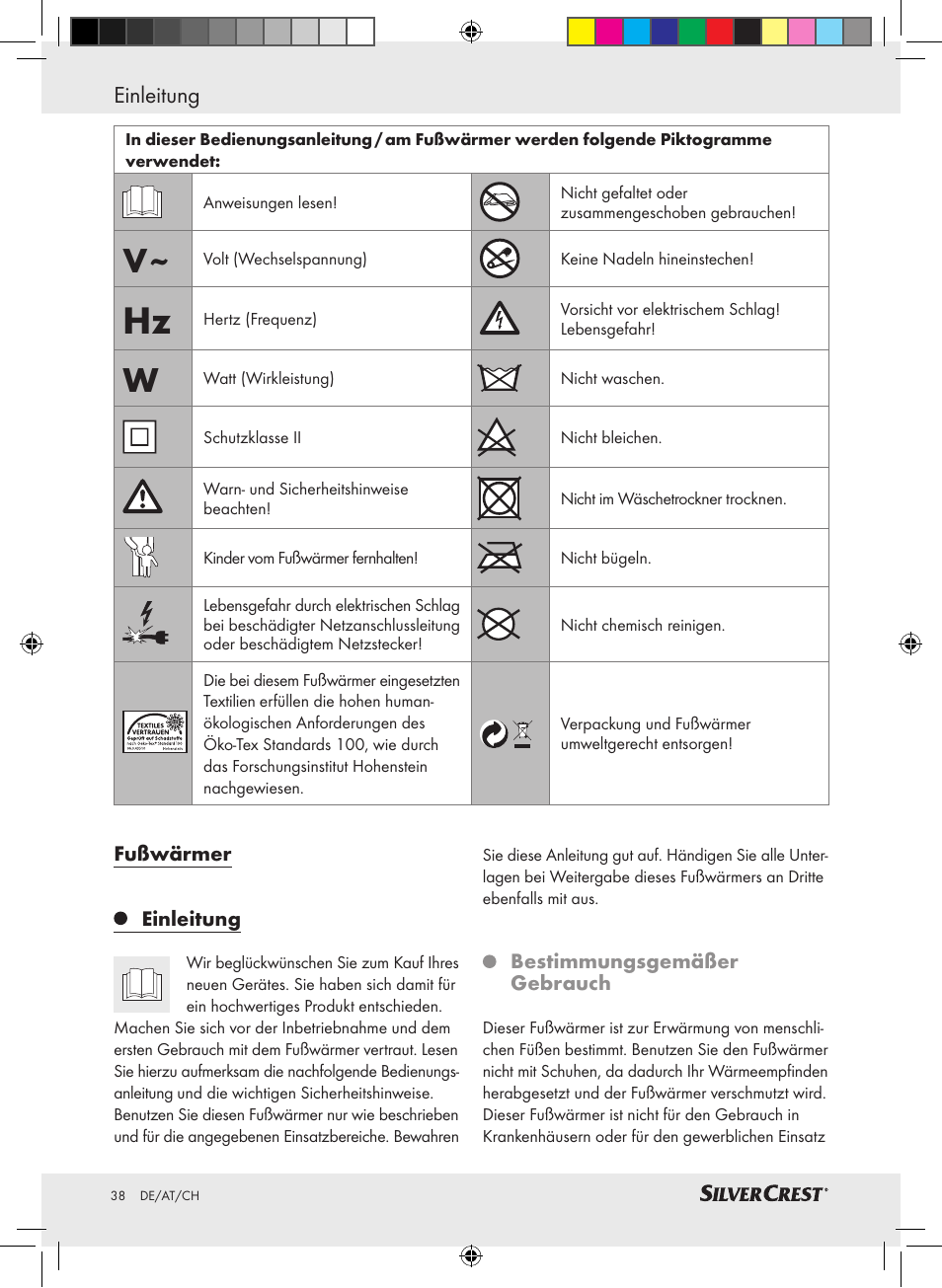 Einleitung | Silvercrest SFW 100 A2 User Manual | Page 34 / 40